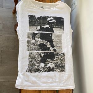 Bob Marley playing soccer white tshirt